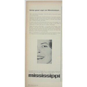 Vintage 1966 Keep your Eye on Mississippi Print Ad